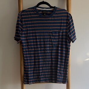 Navy and Orange Striped Men's Tee